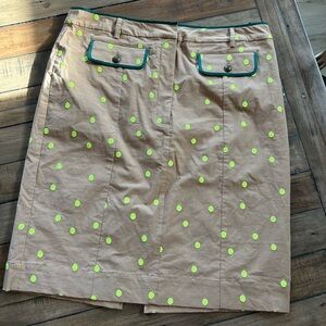 Anthropologie Maeve Clean Trouser Column Polka Dot Embroidered Knee Skirt L